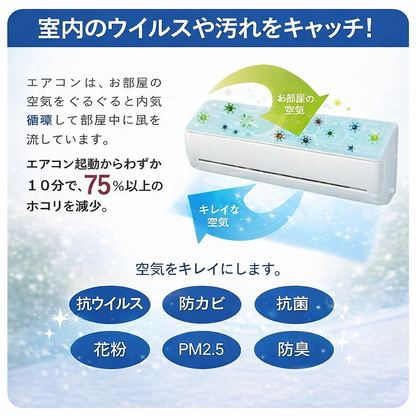 抗菌エアコンフィルター【家庭用】380mm×800mm　6枚入り