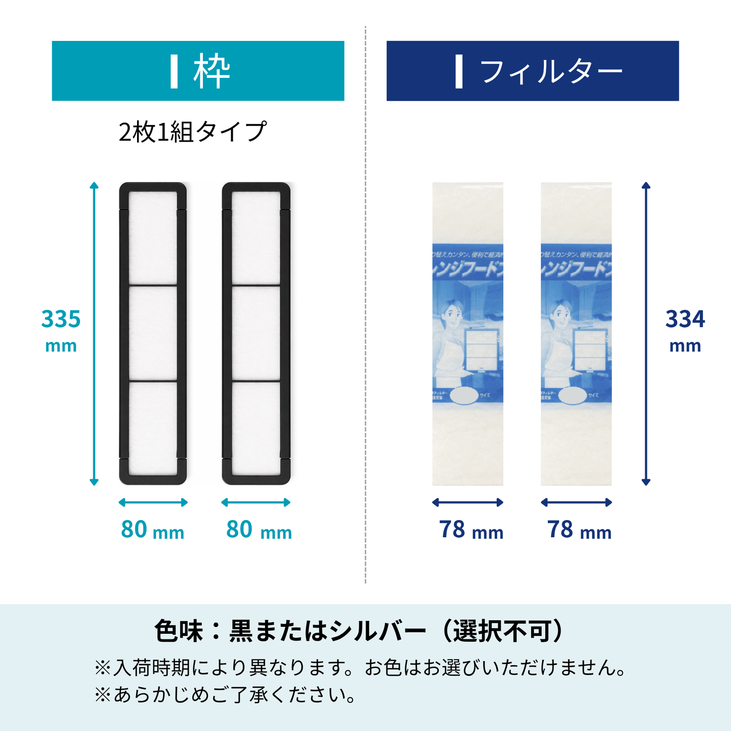 レンジフードフィルター スタートセット 交換用フィルター付き 専用取付枠「I (2枚1組)」サイズ　大きさ：ヨコ335mm x タテ80mm