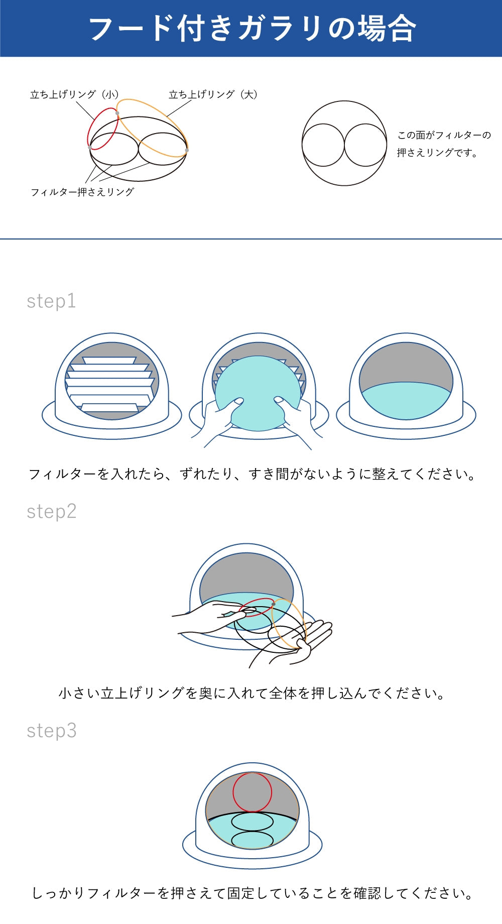 外壁ガラリ用【AT254】フィルター 取付枠「GA2」サイズ：フード径Φ117mm～130mm