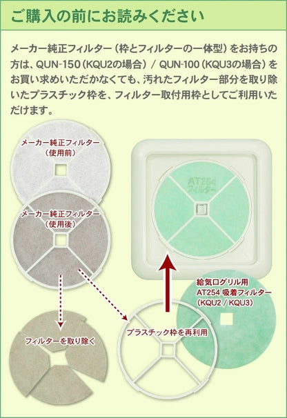 給気口 フィルター 取付用枠 ( QU2対応 ) QU150N