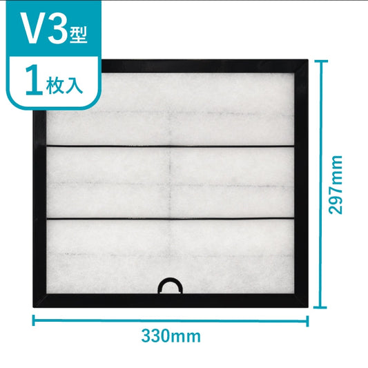 レンジフードフィルタースタートセット　交換用フィルター2枚付き　専用取付枠「V3」サイズ　大きさ：ヨコ330mm x タテ297mm