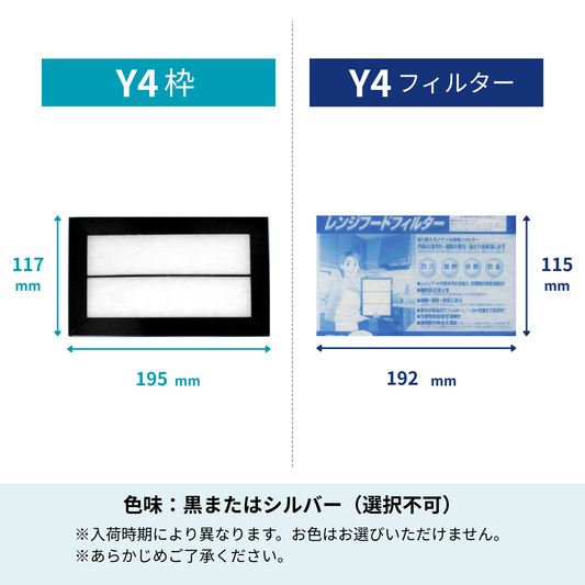 Range Hood Filter Starter Set: Mounting Frame + Filter Set "Y4" Size - Dimensions: 117mm (W) x 195mm (H)